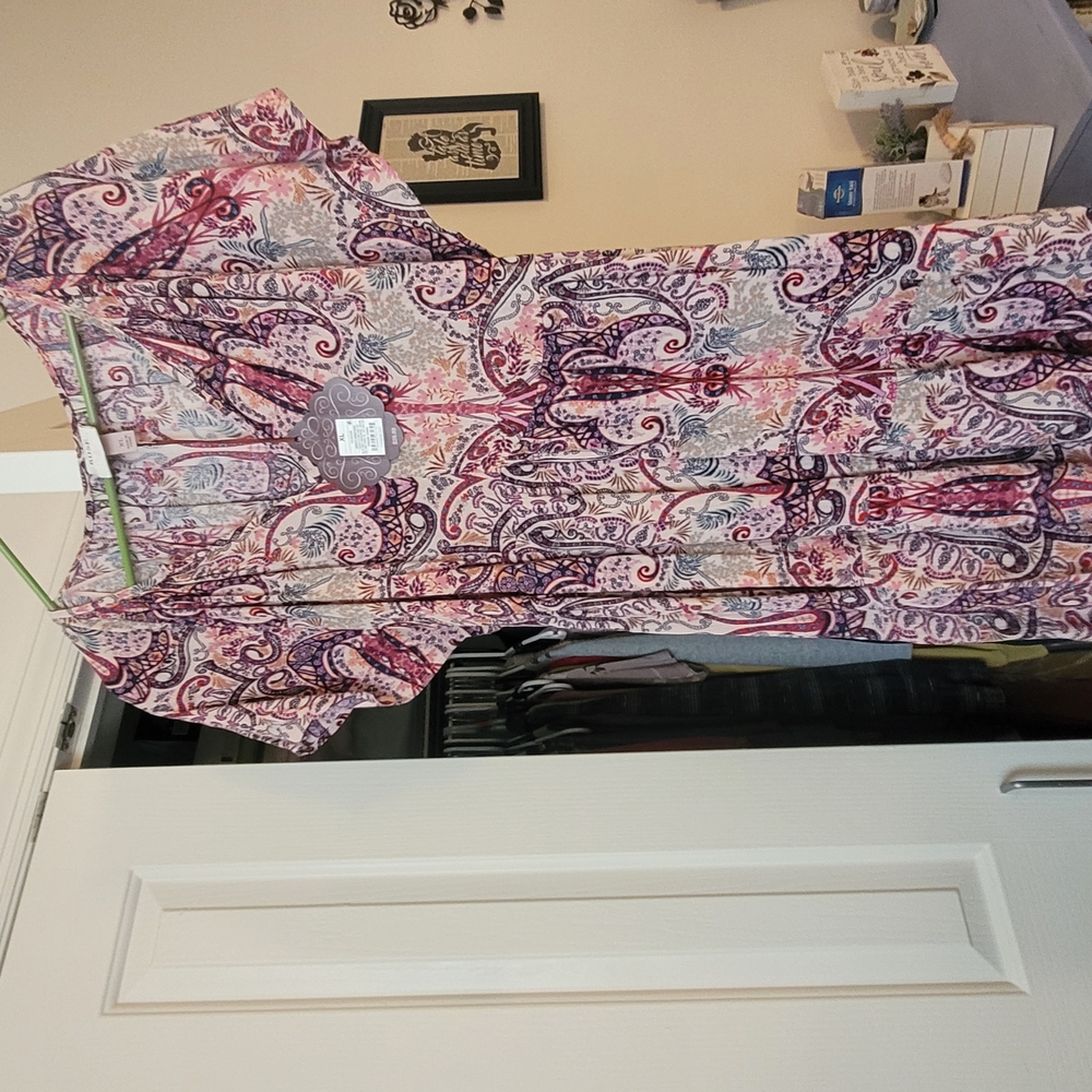 Paisley Print Dress in Pink and Purple